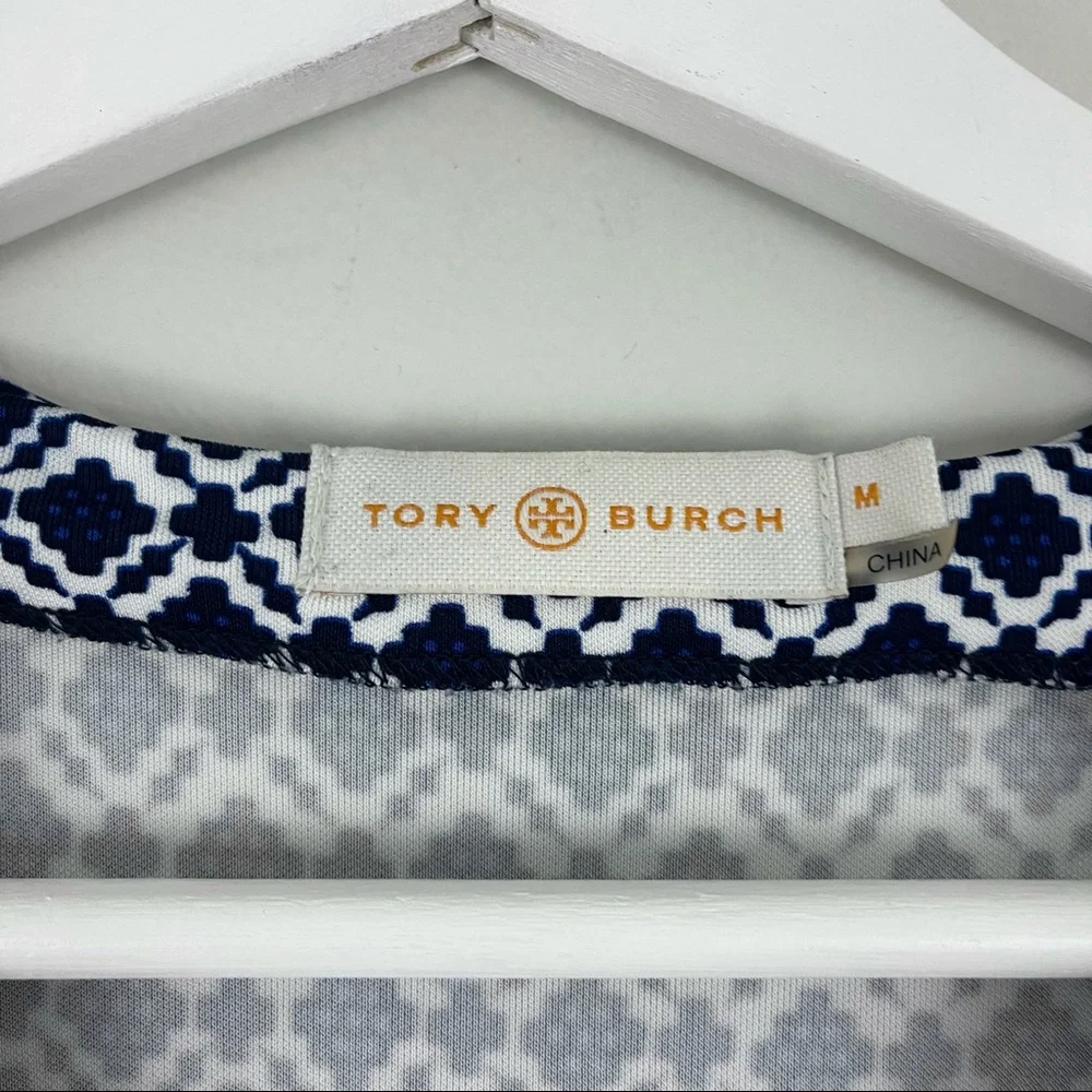 Tory Burch Geometric Print Sleeveless V-neck Dress